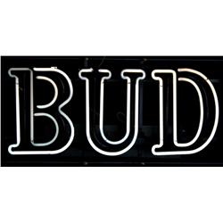 Neon Beer sign “BUD” in overall fine  condition and working at time of description.   Est.:  $150-$3