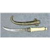 Image 2 : Mid-eastern style curved belt knife, approx.  16” overall with plain blade, bone grip and  hammered 