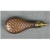 Image 1 : Beautiful embossed brass shotgun powder flask  with graduated charger in overall excellent  conditio