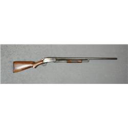 Engraved Marlin slide action shotgun, 12  gauge, 30” barrel, blue finish, checkered  wood stocks, #4