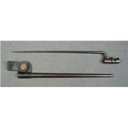 U.S. military Model 1873 socket bayonet and  metal scabbard with leather frog and brass  oval “MASS”