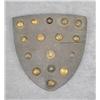 Image 1 : Lot of 16 Civil and Indian Wars U.S. military  brass uniform buttons mounted on wood  plaque; most f