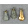 Image 1 : Lot of three powder flasks for pocket model  percussion revolvers including two embossed  metal bodi