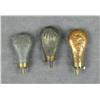 Image 2 : Lot of three powder flasks for pocket model  percussion revolvers including two embossed  metal bodi