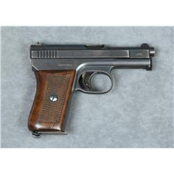 Mauser semi-auto pocket pistol, 6.35mm cal.,  3” barrel, mat black finish, checkered wood  grips, #2