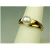 Image 3 : Pleasant 10 karat yellow gold ladies freeform  design ring set with a center round Pearl  averaging 