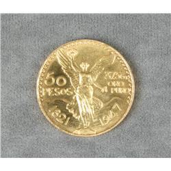 Gold 50 Pesos Coin. Est. $1,500-$2,200