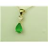Image 2 : High quality 14 karat yellow gold ladies  handmade necklace set with a pear shape green  Emerald wei