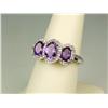 Image 2 : Dazzling 10 karat white gold ladies designer  ring set with three matching oval Amethyst  weighing a