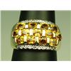 Image 1 : High quality 14 karat yellow gold ladies  custom design ring fine set with 13 oval  orange Sapphires