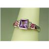 Image 2 : Elegant 10 karat white gold ladies ring fine  set with Amethyst, pink Tourmalines and  diamonds weig