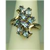 Image 1 : Pleasant 10 karat yellow gold ladies cluster  design ring fine set with 8 MQ cut Tanzanites  weighin