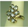 Image 2 : Pleasant 10 karat yellow gold ladies cluster  design ring fine set with 8 MQ cut Tanzanites  weighin