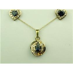 Exquisite 14 karat yellow gold ladies  necklace/earring ensemble set with three  Sapphires weighing 