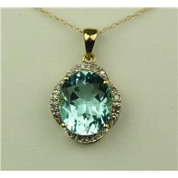 Dazzling 10 karat yellow gold pendant set  with a center oval sky blue Topaz weighing  approx. 6.00 