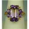 Image 4 : Fashionable 10 karat yellow gold ladies ring  set with a combination of Amethyst and  Citrines weigh