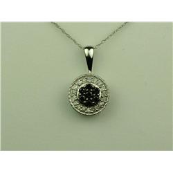 Very high quality 10 karat white gold ladies  necklace pave set with over 25 round white  and black 