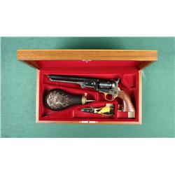 Cased Italian-made copy of a Colt Model 1851  Navy percussion revolver, .36 cal., 7-1/2”  octagon ba