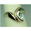 Image 3 : High quality 14 karat yellow gold ladies  custom made contemporary design ring set with  a center pe