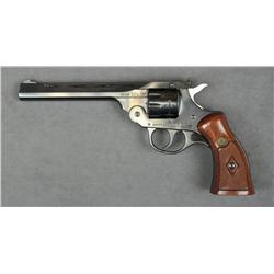H & R Sportsman Model DA revolver, .22LR  cal., 6” barrel, top break, blue finish,  checkered wood m