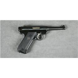Ruger MK II semi-auto pistol, .22LR cal.,  4-3/4” barrel, black finish, checkered  plastic grips, #1