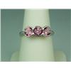 Image 1 : Stylish 14 karat white gold ladies designer  ring bezel set with three matching round pink  Topaz we