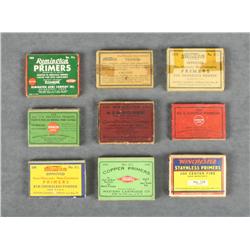 Lot of 12 small boxes of primers by  Remington-UMC, Western, Winchester and  Remington in overall go