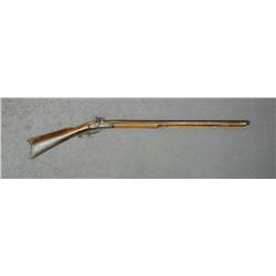Percussion full-stock plains-type rifle, .38  cal., double set triggers, 32” octagon  barrel, rope b