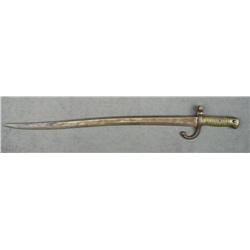 French bayonet approx. 27” overall with an  approx. 22-1/2” slightly curved blade,  grooved brass gr