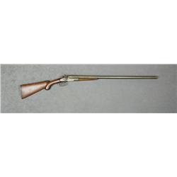 Acme exposed hammer SxS shotgun, 12 gauge,  30” barrels, wood stocks, #NVSN. This gun is  overall fa