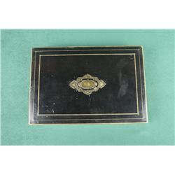 Antique brass inlaid box approx. 10-1/2” x 7”  x 2-1/4” in overall very good condition  showing blac