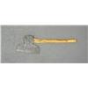 Image 2 : Great old hand forged broad axe approx. 12” x  9” with later wood shaft approx. 27”  overall.  Est.: