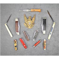 Lot of dozens of pocket knives in varying  conditions, makers and styles, mostly  folders; also a U.