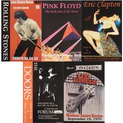 5 Concert Posters Doors Clapton Stones Zeppelin Floyd