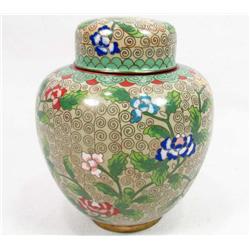 VINTAGE CLOISONNE VASE/URN W/ LID