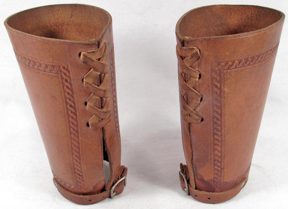 PAIR OF OLD WEST COWBOY ERA LEATHER WRIST CUFFS pair-of-old-west-cowboy-era-leather-wrist-cuffs