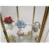 Image 3 : SMALL GLASS DISPLAY CASE W/ MINIATURE PORCELAIN FLOWERS