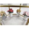 Image 4 : SMALL GLASS DISPLAY CASE W/ MINIATURE PORCELAIN FLOWERS