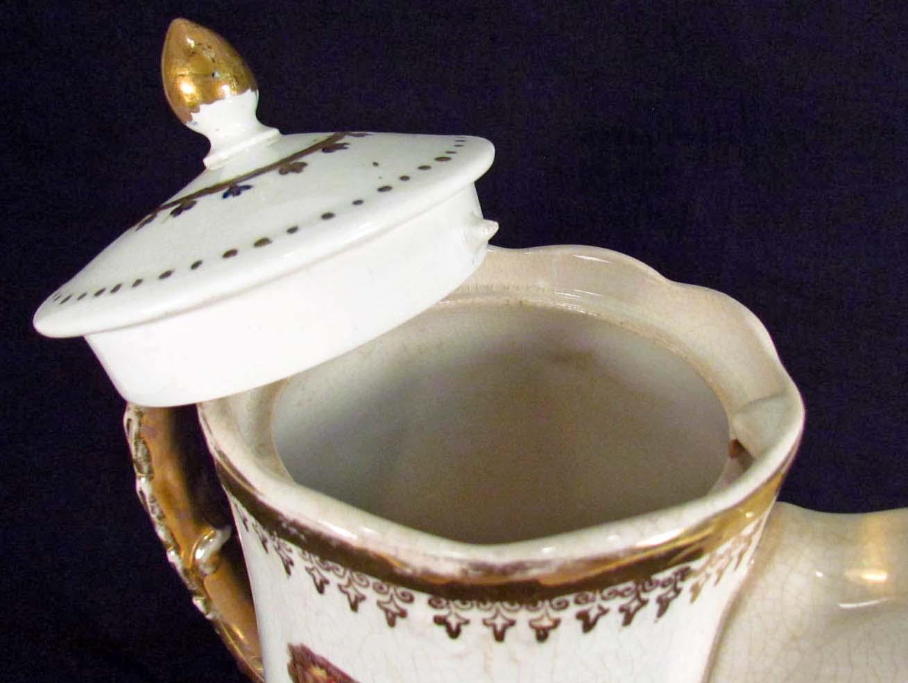 ANTIQUE / VICTORIAN ERA CHOCOLATE POT W/ LID AND BEAUTIFUL LADIES ON BOTH SIDES