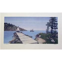 Mel Hunter, The Jetty, Signed Mezzograph