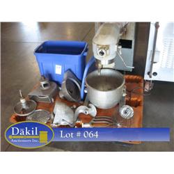 HOBART 20QT MIXER W PADDLE, WHIP, & HOOK ATTACHMENTS, AND BUFFALO CHOPPER