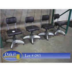 RECONDITIONED CASTERED METAL CHAIRS (RE-UPHOLSTERED) (X4)