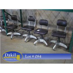 RECONDITIONED CASTERED METAL CHAIRS (RE-UPHOLSTERED) (X4)