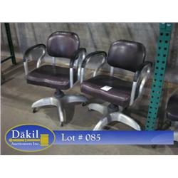 RECONDITIONED CASTERED METAL ARM CHAIRS (RE-UPHOLSTERED) (X2)
