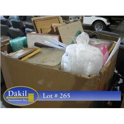 PALLET/BOX OF ART, DISHES, PANS, & RESTAURANT MISC