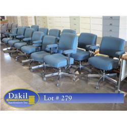 TEAL CASTERED ARM CHAIRS (X13)