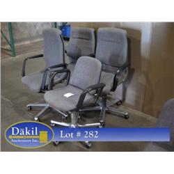 GREY CASTERED ARM CHAIRS (X4)