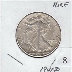1941 D SILVER HALF WALKING LIBERTY