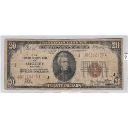 $20 '''KANSAS CITY''' FRBN 1929