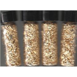 4 GLASS VIALS OF GOLD FLAKE
